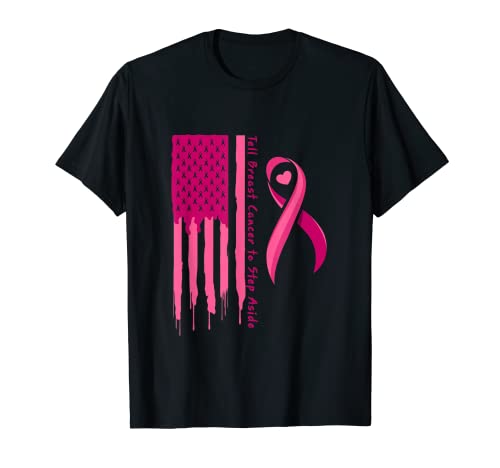 Cute Breast Cancer Pink Ribbon Awareness I Pride USA Flag Camiseta