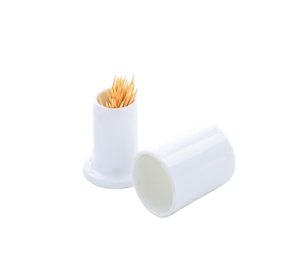 Tianshengqi A Plain White Bone Chin Toothpick Holders, Ceramic Cute Holder Box,(A)