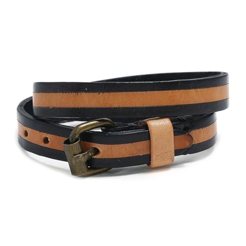 Image of Punk Rock Adjustable Belt Buckle Wristband Print Pattern Thin Pu Leather Cuff Bracelet