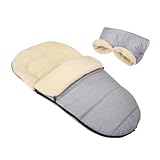 Babyfußsack mit Handmuff Set Winterfußsack für Kinderwagen 50x110 cm für Kinder bis 3 Jahre Buggy Babyschale Schlafsack mit Reißverschluss Universal Fußsack Wasserdicht Winter