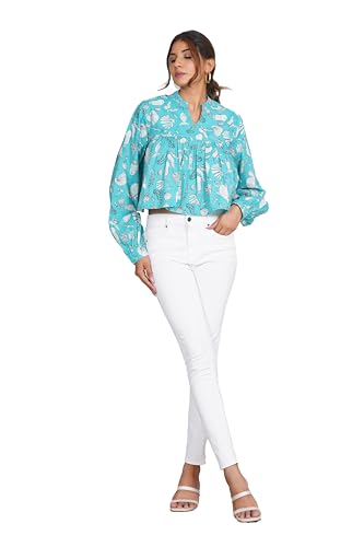 Cotton crop top femme blouse boho manches longues pour l'été