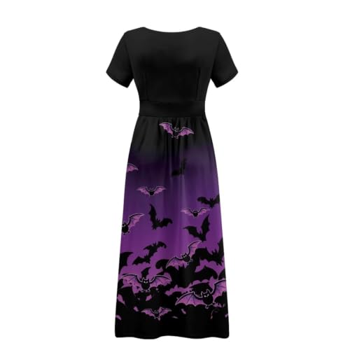 Image of Women's Fall Summer Short Sleeve Ankle Length V-Neck Party Dress with Pockets Size S-3XL