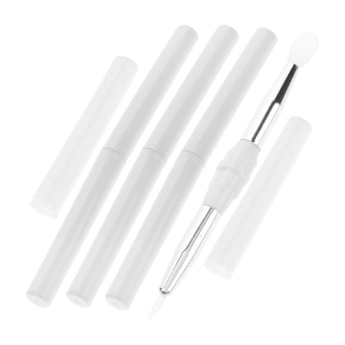 WRITWAA 4pcs Double-ended Silicone Lip Brush for Lip Gloss Eye Shadow Travel Makeup Kit