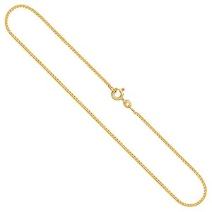 Gouden ketting 333, 375 of 585 voor dames/kinderen van origineel geelgoud, breedte 1.2 mm, Venetiaanse ketting 8, 9 of 14 k, Veerringsluiting met stempel, lengte 34-90 cm