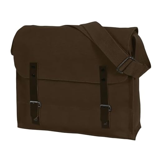 Rothco Canvas Medic Bag Crossbody Shoulder Bag with Leather Closing Straps,Brown