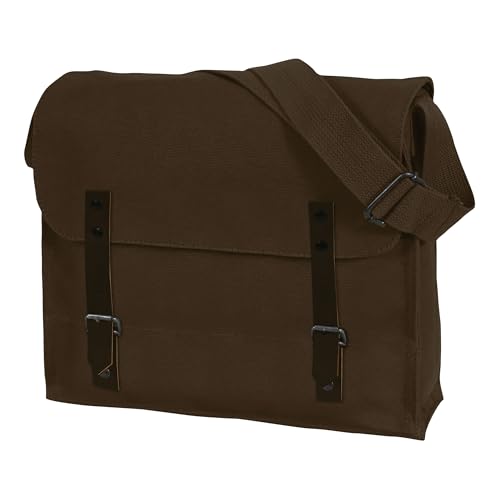 Rothco Canvas Medic Bag Crossbody Shoulder Bag with Leather Closing Straps, Brown