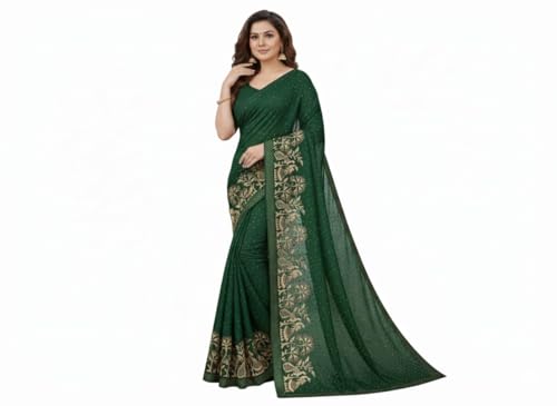Image of M /S Sarvdhya Enterprises Women's Premium Heavy Work Georgette Saree with Unstitched Blouse Piece
