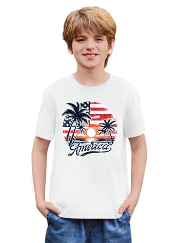 Image of BesserBay Unisex Kids July 4th Amarican Flag Top Patriotic Funny T-Shirt 6-14 Years