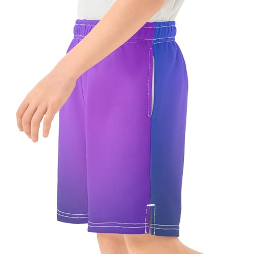Abstract Blue Purple Gradient Boys Athletic Shorts Kids Basketball Shorts Gym Short for Summer S4
