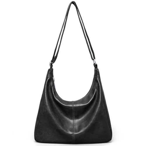 Bolso Hobo para mujer de cuero vegano y bandolera plegable miniatura 1