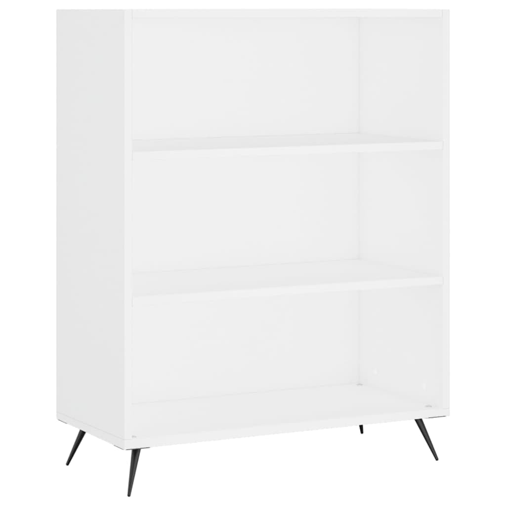 Bufet wysoki biały 69,5x34x180 cm z drewna inżynieryjnego, szafka do przechowywania z metalowymi drzwiami i nogami do stylowego wnętrza