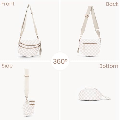 HICARRY Checkered Crossbody Purse for Women Nylon Checkerboard Bum Bags Checkered Cross Body Bags (Beige) by HICARRY - Image 6