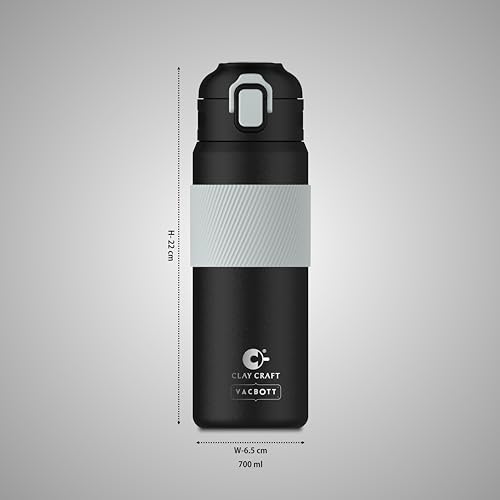 Image of Clay Craft Vacbott Vaccum Amber Double Walled 18 Hours Hot and 24 Hours| Cold Water Bottle Vacuum Insulated|Thermosteel| Flask Bottle 700 ml|Travelling|BPA-Free|BIS Certified|1Year Limited Warranty