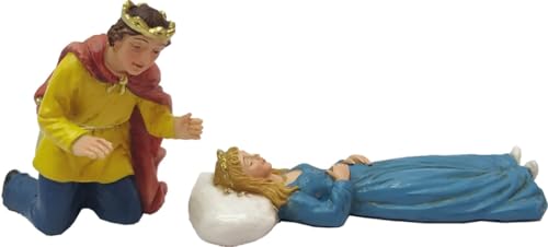 FADEDA Lot de 2 figurines de crèche de la Belle au bois dormant - Hauteur : 8 cm - Peintes à la main - Décoration de table de Noël - Accessoires de crèche