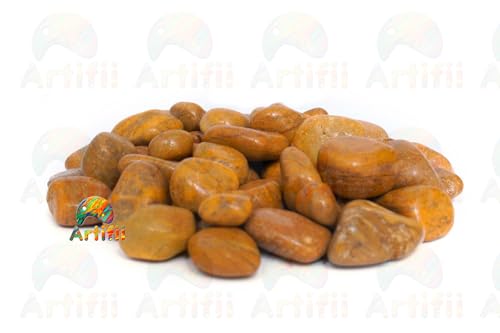 Image of Pebbles Stones for Plants Pots, Decorative Garden and Glass Pebbles, Table and Home Decor, Vase Fillers, Gravels Stone for Aquarium, Vase, Fountain Home Outdoor (Mustard) (950 GM)