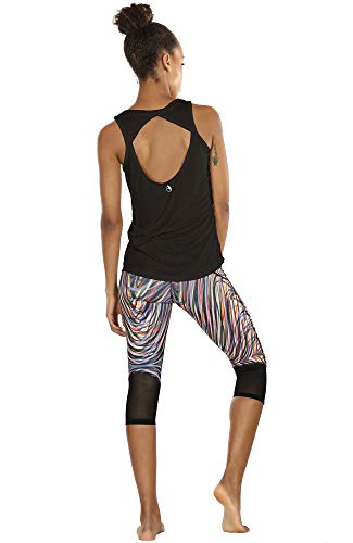 Image of icyzone Yoga Tops Activewear Workout Clothes Open Back Fitness Racerback Tank Tops for Women