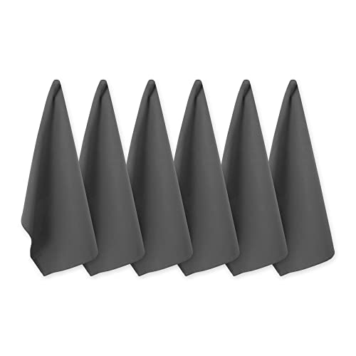 Dii Basic Solid Dishtowel Collection Cotton Flat Woven, Small Set, 18X28, Gray, 6 Piece #TOP13