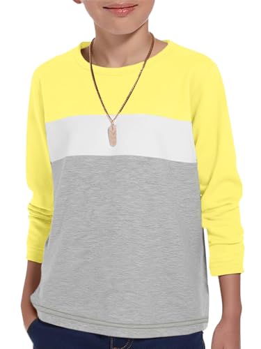 Image of ZDC Kids Boys Long Sleeve T-Shirts Color Block Crewneck Fashion Basic Tee Tops 5-14 Years