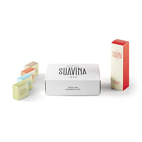 SUAVINA - Balsamos Labiales Hidratantes [ Prunus + Helianthus + Olea + Original en Tarro de 10 ml ] + Crema de Manos Natural 40 ml - Pack Regalo Original de 5 Unidades