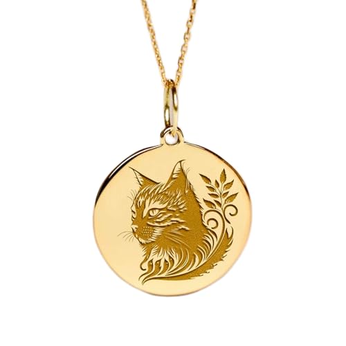 Collier pendentif chat gravé, un bijou symbolique en argent or