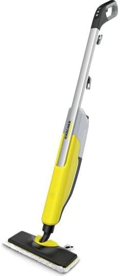 The Kärcher KST2 Upright EasyFix Steam Mop in its full upright position, showcasing its design.