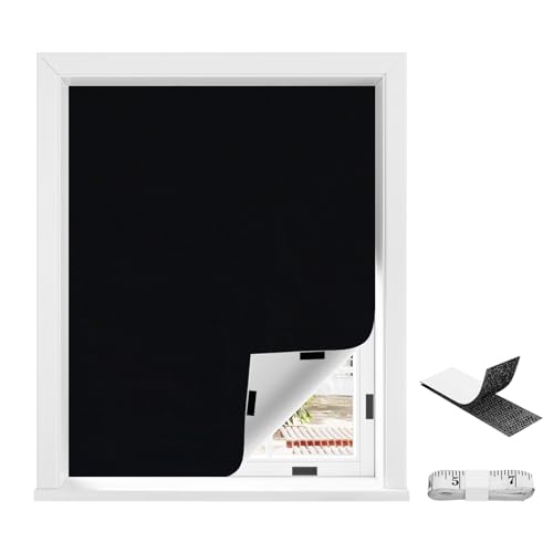 WOLTU Verdunklungsrollo ohne Bohren für Dachfenster, Tragbare & Schneidbare Verdunklungsfolie mit Klettstreifen Verstellbar, Verdunkelungsvorhang für Schlafzimmer & Reisen, 145x300 cm, Schwarz