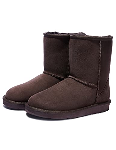 Best Gift Choice UGG Classic Short Boots- Australian Premium Twinface Sheepskin Water Resistant Anti-Slip Men's Women's Snow Boots (CHOCOLATE, 8 US Women/6.5 US Men, numeric_8)