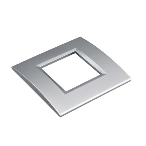 1 plaque en plastique carrée, 2 modules placés par boîte 502, compatible avec Bticino Living Light, couleur gris/argent, série MBL