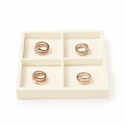 Oirlv Microfiber 4 Grids Stackable Jewelry Display Trays Showcase Jewelry