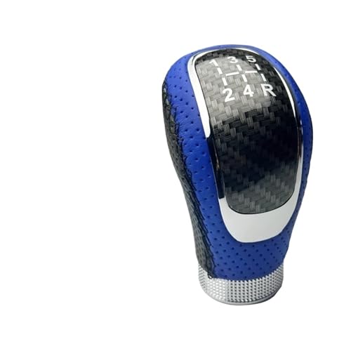 AJHJET Pommeau Levier Vitesse En Cuir À 5 Vitesses Pour Transmission Manuelle Accessoires Remplacement Pour Intérieur Pommeau Levier Vitesse(Bleu)
