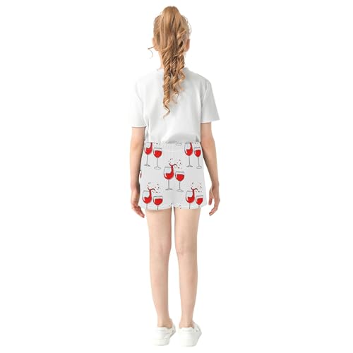 Girls Athletic Lounge Shorts Red Wine Splashes Print Comfy Pajama Sleepwear Custom Kids Summer Clothes, X-Small3