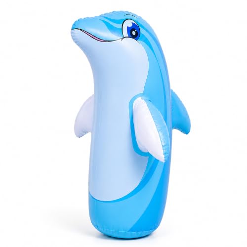 Image of Toyshine Inflatable Hit Me Bop Bag Boxing Wrestling Toy for Kids, Sports Indoor Activity Push Game Kids Toy - Dolphin