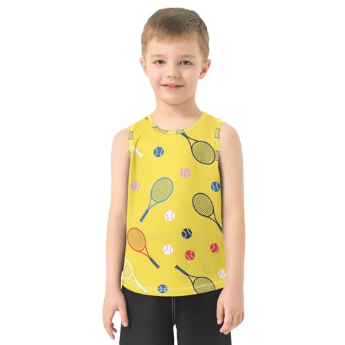 J JOYSAY Colorful Tennis Racket Boys Tank Top Sleeveless Muscle Shirts Quick Dry Active Sport Workout Kids T-Shirts 3-15T2