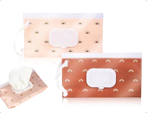 AOYEGIC 2 Stück Feuchttücher Tasche für Unterwegs,Klickverschluss Feuchttücher Box für Wiederverwendbar,Baby Wet Wipe Tasche für Zuhause,Büro
