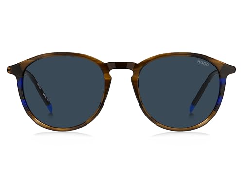 HUGO Men's HG 1346/S,100% UV Protection with case Included Panto Sunglasses, Brown, 51mm