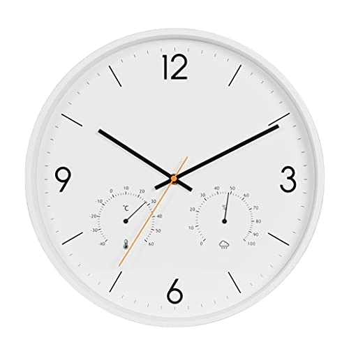 Horloge murale silencieuse avec affichage température et humidité pour salon