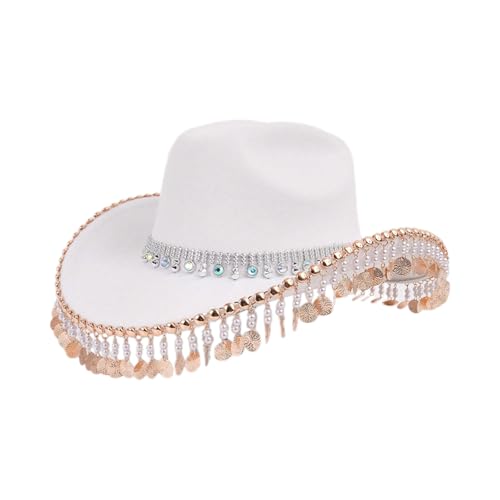 Chapeau panama anti-style banal avec glands en cristal pour club et fête
