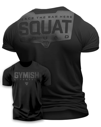 Squat Squad Rubber Back Protection Layer Gym Workout Shirt for Men (XL, Black on Black)