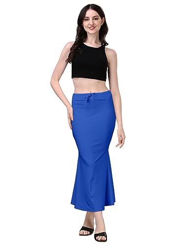 Image of Women's Saree Shapewear Petticoat, Cotton Blend Stretchable Mermaid Skirt, High Waist Tummy Control, Smooth Curve Fit with Adjustable Drawstring