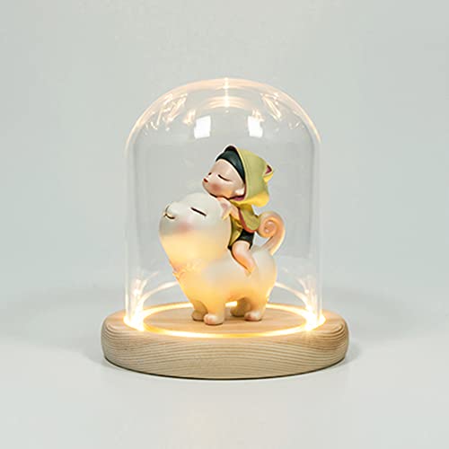 Cloche En Verre Décorative Avec Base LED - 9x15 Cm, Vitrine Pour Figurines, Bijoux, Décoration D'Intérieur