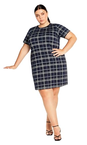 City Chic Women's Plus Size Check Love Shift Silhouette Mini Dress