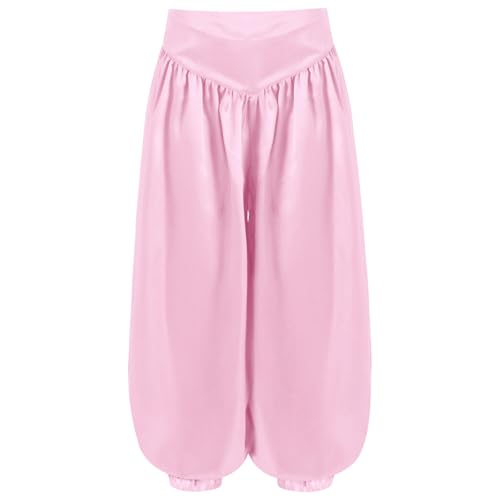 Jhaoyu Harem Pants for Girls Belly Dance Bottoms Halloween Party Tribal Arabic Trousers Satin Bloomers