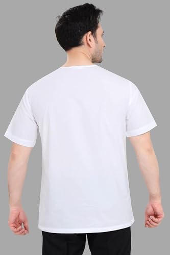 Image of Men's White Cotton Half Sleeve Kurta with Mandarin Collar, Urban Style for Summer Wear Kurta-24