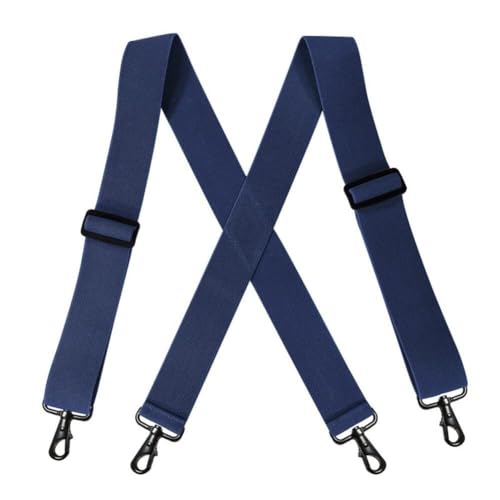 Image of LPLYAA Suspenders For Men X Back 4 Metal Clips 2 Inch Wide Swivel Hooks Suspenders For Work (Color : Blue)