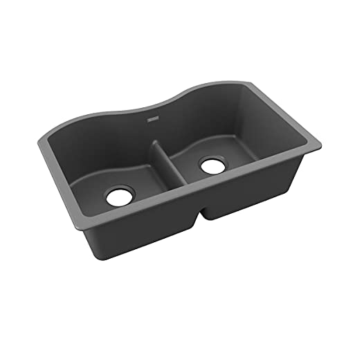 Elkay Elgulb3322Gy0 Quartz Classic Equal Double Bowl Undermount Sink With Aqua Divide, Dusk Gray #TOP2