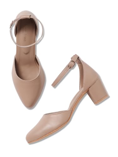 Image of Marc Loire Women's Pointed Toe Block Heel Fashion Sandals with Buckled Ankle Strap