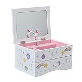 Aliz Unicorn Music Jewelry Box for Girls - Wooden Jewelry Storage Box with Glittery Unicorn and Shoo