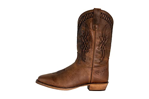 TuffRider Men's Grand Canyon Wide Square Toe Western Boot- Brown-With Free Assorted Striped Socks2