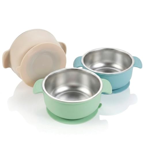 Opiniones de Cuencos y tazones del mes. 46 Tazones para Bebés de Acero Inoxidable, Cuenco con Silicona y Ventosa, Tazón Bebé con Succión Antiderrames, Bowl para Bebé, Plato de Alimentación Seguro, Duradero y...