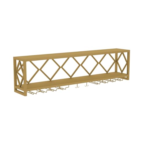 Porte-bouteille mural luxe doré 100 cm grand format pour salon chic